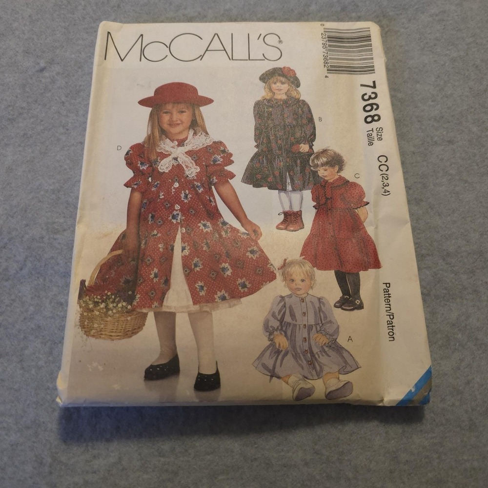 McCall's 7368 Girls Dress Sewing Pattern Sizes 2-3-4 Vintage 1994 Uncut